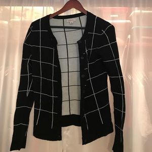Merona Black and White Windowpane cardigan